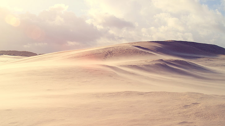 desert, dune, clouds, sand, landscape, nature, HD wallpaper