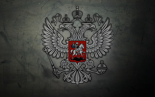 серая птица с короной иллюстрация, герб, россия, орел, символы, HD обои HD wallpaper