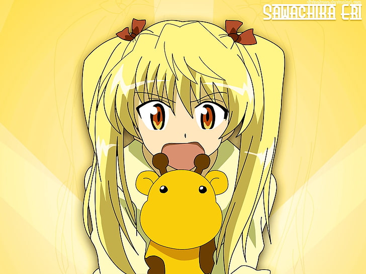 Sawachika Eri anime digital wallpaper, school rumble, sawachika eri, girl, blonde, scream, toy, HD wallpaper