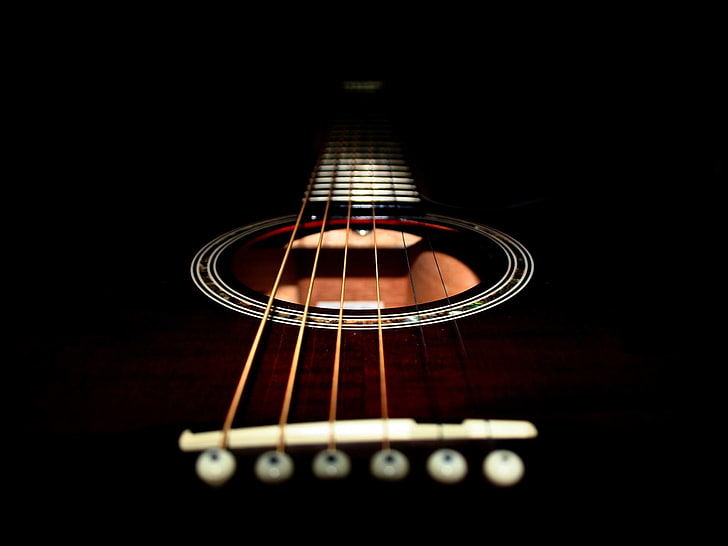brązowa gitara akustyczna, gitara, Tapety HD