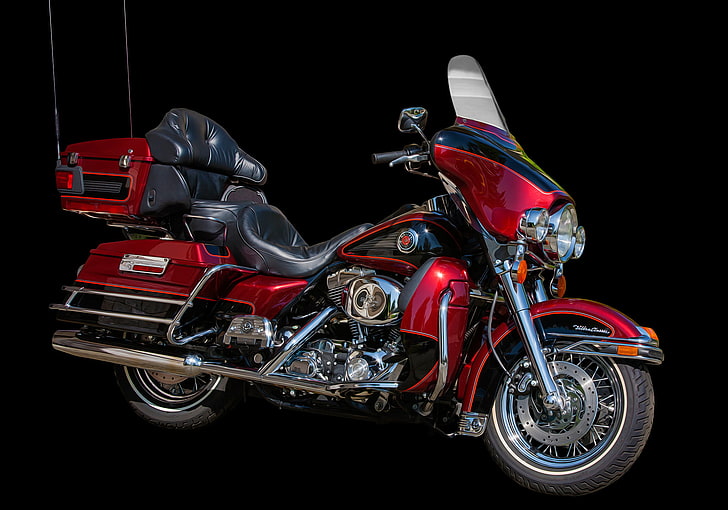 red and black touring motorcycle, style, motorcycle, bike, Harley-Davidson, HD wallpaper