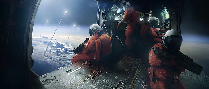 astronauts wallpaper, science fiction, space, HD wallpaper