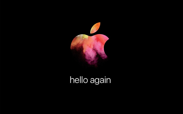 apple, mac, hello, again, logo, dark, illustration, art, HD wallpaper