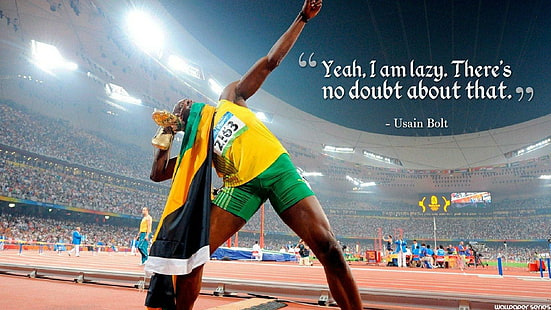 Usain Bolt - Lazy Quotes HD, usain bolt, 1920x1080, usain bolt quotes, lazy quotes, usain bolt, HD wallpaper HD wallpaper