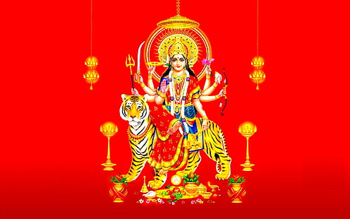 온두 여신 Durga Mata 힌두교 종교 Hd 배경 화면 1920 × 1200, HD 배경 화면 HD wallpaper