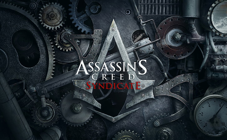 Assassins Creed Syndicate 4k Logo, Assassin's Creed Syndicate game cover screenshot, Games, Assassin's Creed, HD wallpaper