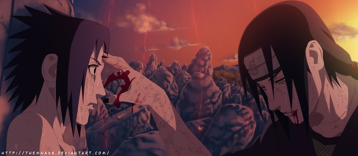 Anime, Naruto, Itachi Uchiha, Sasuke Uchiha, HD wallpaper HD wallpaper