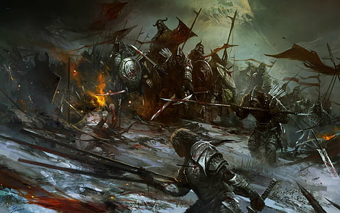 baju besi, tentara, seni, pertempuran, fantasi, kuda, Ksatria, tombak, pedang, perang, prajurit, senjata, Wallpaper HD HD wallpaper