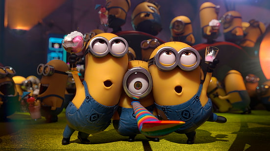 Despicable Me Minions digital wallpaper, Minions, cartoon, Best Animation Movies of 2015, yellow, funny, HD wallpaper HD wallpaper