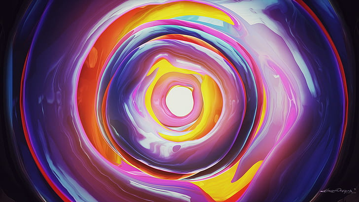 Lacza, vortex, digital art, abstract, colorful, circle, spiral, liquid, artwork, HD wallpaper