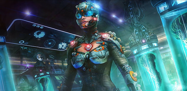 opera d'arte, futuristica, fantascienza, robot, cyborg, Sfondo HD HD wallpaper