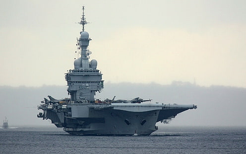 kendaraan, pesawat militer, Charles de Gaulle (kapal induk), kapal, Charles de Gaulle, angkatan laut, pesawat, kapal induk, militer, Wallpaper HD HD wallpaper