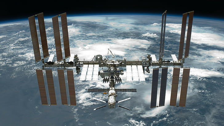 iss、地球、空、大気、国際宇宙ステーション、宇宙ステーション、宇宙、 HDデスクトップの壁紙