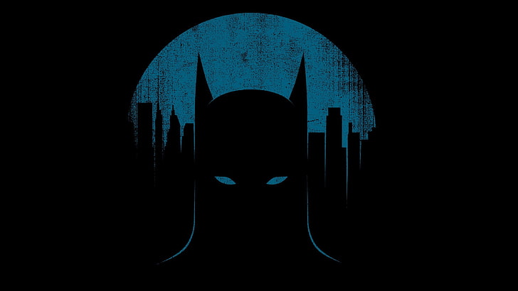 Black Panther illustration, Batman, artwork, minimalism, superhero, black background, HD wallpaper