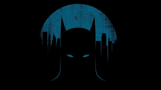 Black Panther illustration, Batman, konstverk, minimalism, superhjälte, svart bakgrund, HD tapet HD wallpaper