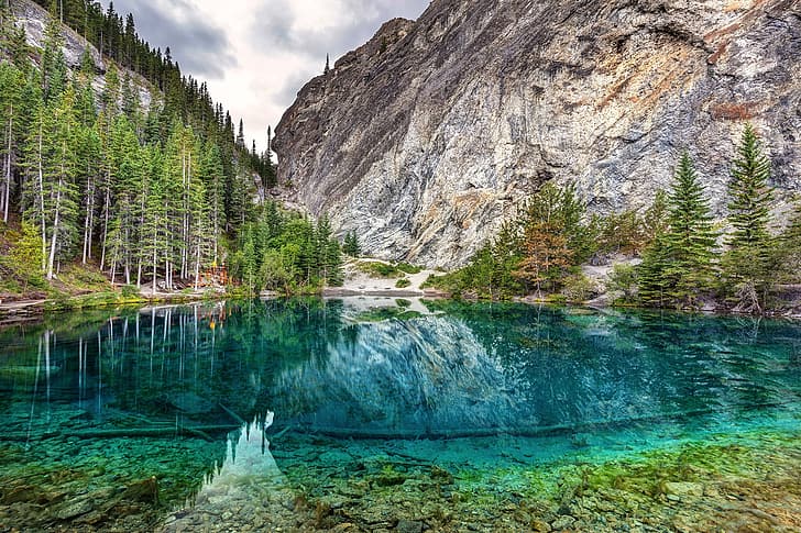 Alberta, Canada, near the town of Canmore, Grassi Lakes, HD wallpaper
