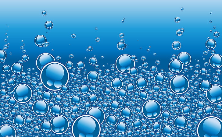 papel de parede líquido azul, água, bolhas, azul, HD papel de parede