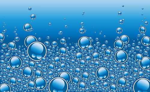 blå flytande tapeter, vatten, bubblor, blå, HD tapet HD wallpaper