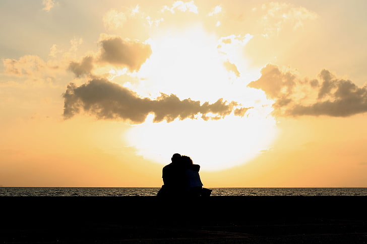 couple, kissing, sunlight, HD wallpaper