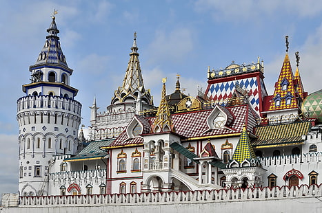 многоцветный храм, москва, россия, архитектура, измайловский кремль, HD обои HD wallpaper