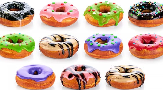  colorful, sweets, food, donuts, donut, HD wallpaper HD wallpaper