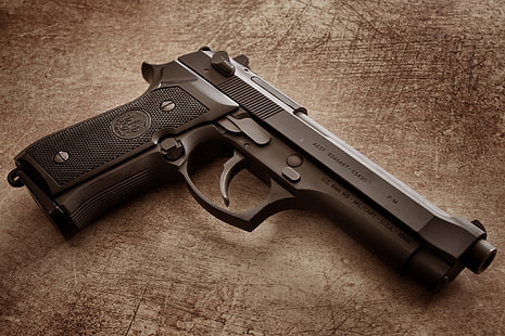 svart halvautomatisk pistol, pistol, Beretta, M92FS, pneumatisk, HD tapet HD wallpaper