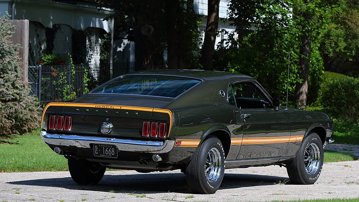 1969, black, cars, fastback, ford, jade, mach-1, mustang, HD wallpaper