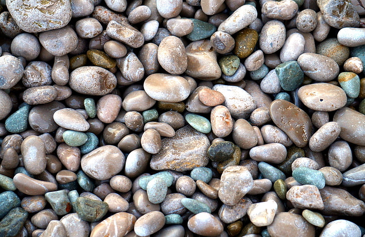pedras de cores sortidas, mar, seixos, pedras, HD papel de parede