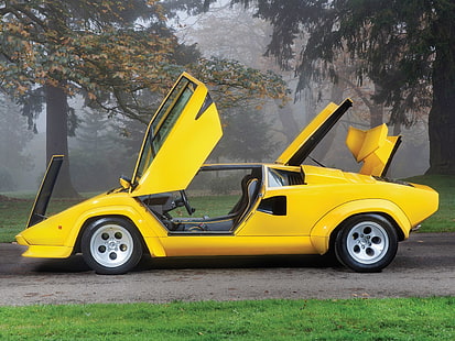 Lamborghini Countach, классическая машина, желтые машины, HD обои HD wallpaper