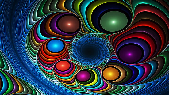 multicolore, coloré, art numérique, art fractal, cercle, art psychédélique, art, modèle, ouvrages d'art, graphiques, Fond d'écran HD HD wallpaper