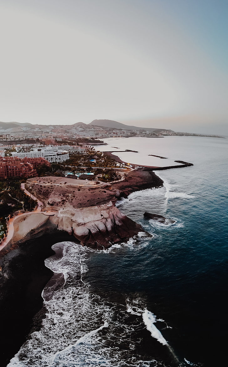Tenerife, Spanyol, Benjamin Voros, pantai, kota, pelancong, Pariwisata, Wallpaper HD, wallpaper seluler