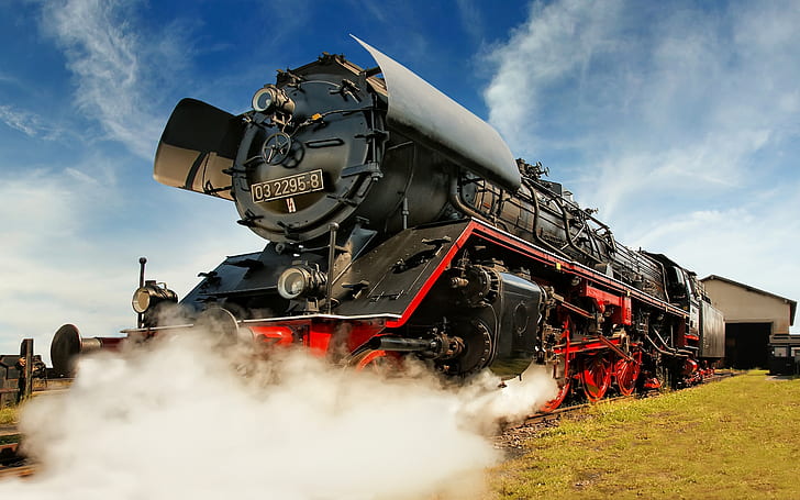 lokomotif uap, kereta api, transportasi, Wallpaper HD