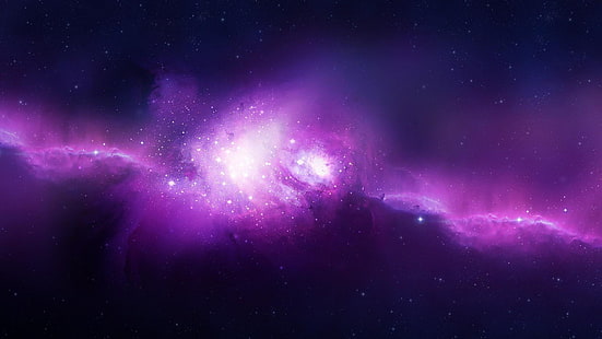 туманность, фиолетовый, звезды, HD обои HD wallpaper