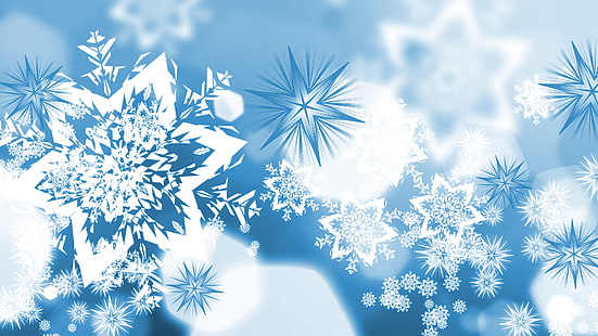 illustration de flocons de neige, vecteur, bleu, hiver, flocons de neige, Fond d'écran HD HD wallpaper