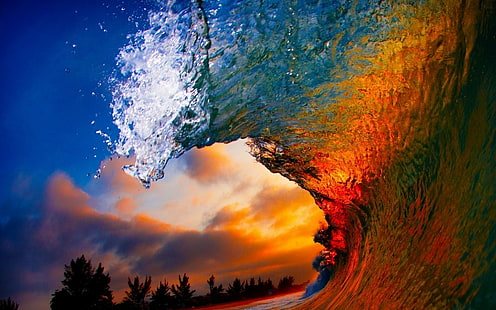 جسم مائي ، طبيعة ، منظر طبيعي ، بحر ، شاطئ ، أمواج ، سائل ، ماء ، غروب الشمس ، الساحل، خلفية HD HD wallpaper