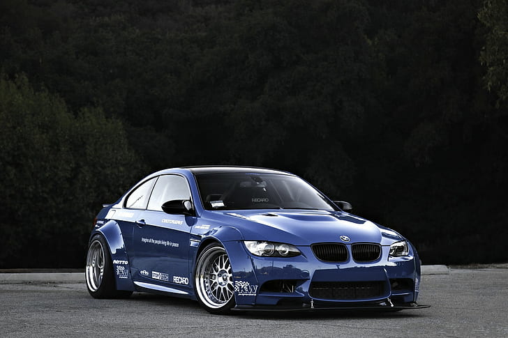 BMW M3 E92 Blue, bmw, M3, E92, blue, body kit, HD wallpaper