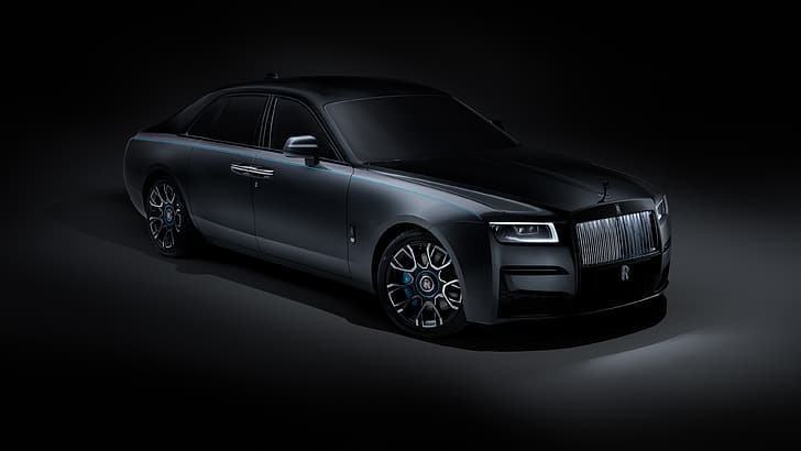 Rolls-Royce Ghost, samochód, Rolls-Royce, czarne samochody, luksusowe samochody, brytyjskie samochody, ciemne tło, pojazd, proste tło, Tapety HD