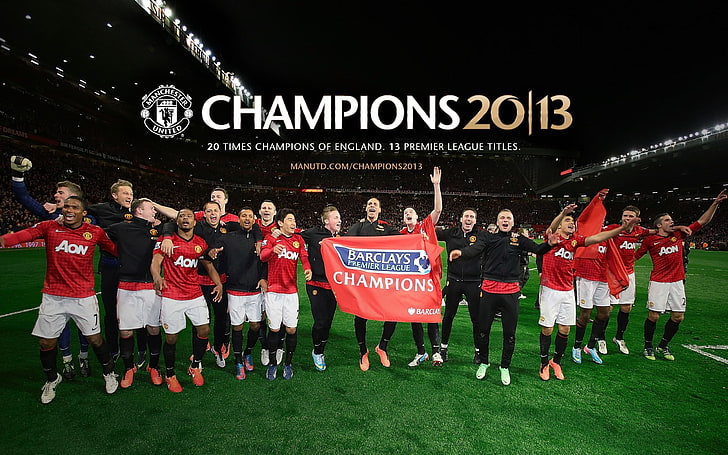 Manchester United 2012-13 Meister Wallpaper 01, schwarzes Trikot für Herren, HD-Hintergrundbild