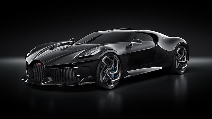 Bugatti La Voiture Noire, mobil, kendaraan, mobil hitam, Wallpaper HD