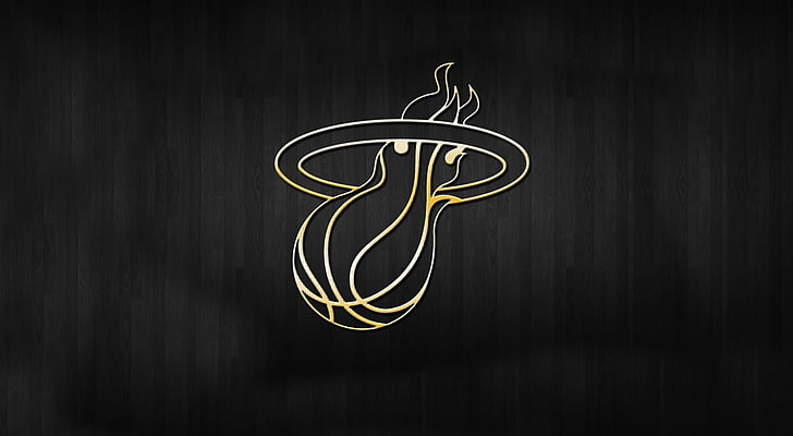 マイアミヒートのロゴ、背景、ロゴ、ゴールド、NBA、マイアミヒート、 HDデスクトップの壁紙