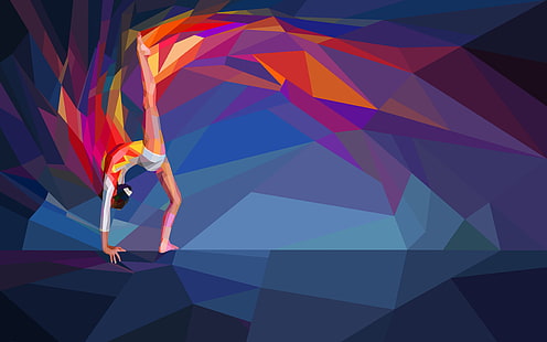 произведения искусства, живопись, цифровое искусство, балет, низкополигональная, гимнастика, HD обои HD wallpaper