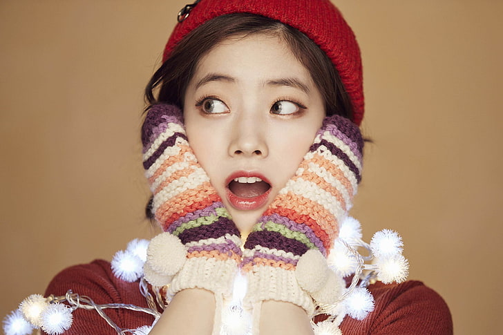 K-pop, Dua kali, wanita, Asia, penyanyi, Natal, warna-warna hangat, dua kali dahyun, Wallpaper HD