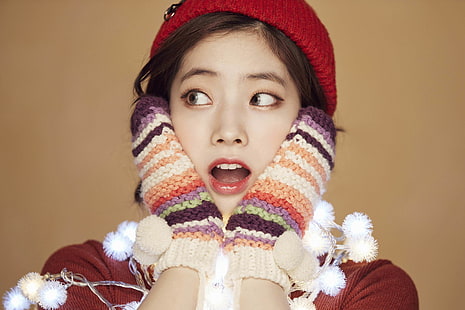 K-pop, Dua kali, wanita, Asia, penyanyi, Natal, warna-warna hangat, dua kali dahyun, Wallpaper HD HD wallpaper