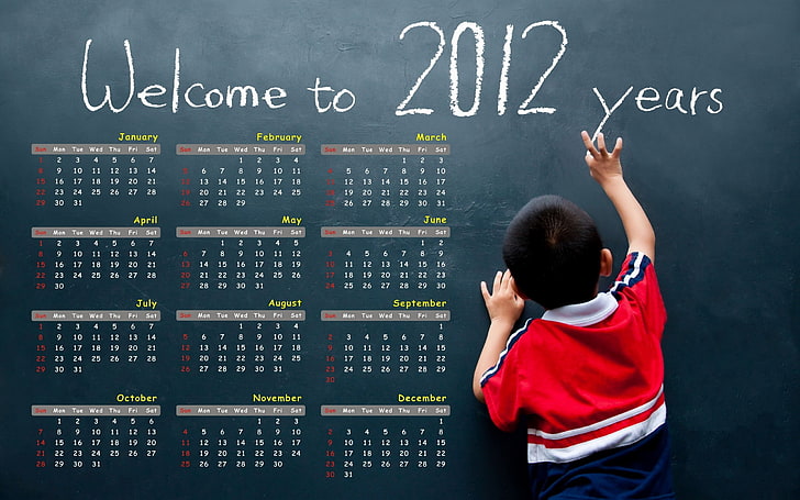 Welcome To 2012 Year, boy's red and white button-up shirt, Calendar, , 2012, baby, HD wallpaper