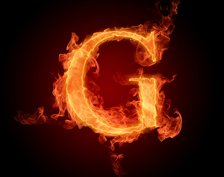 carta da parati fiammeggiante lettera-G, fuoco, fiamma, lettera, alfabeto, Litera, latinika, Sfondo HD