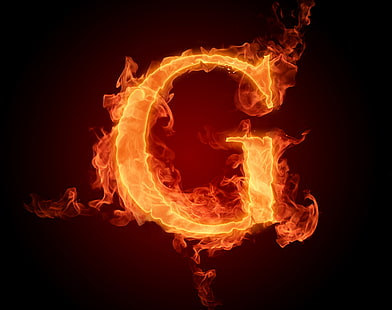 carta da parati fiammeggiante lettera-G, fuoco, fiamma, lettera, alfabeto, Litera, latinika, Sfondo HD HD wallpaper