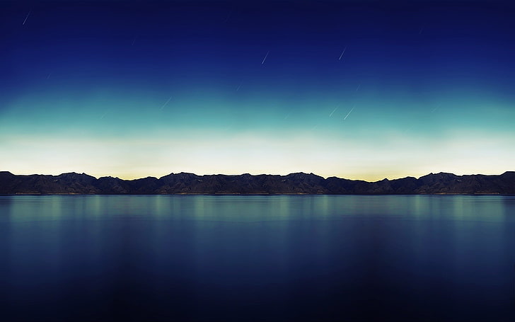 ภาพเงาของภูเขาท้องฟ้าน้ำธรรมชาติ, วอลล์เปเปอร์ HD