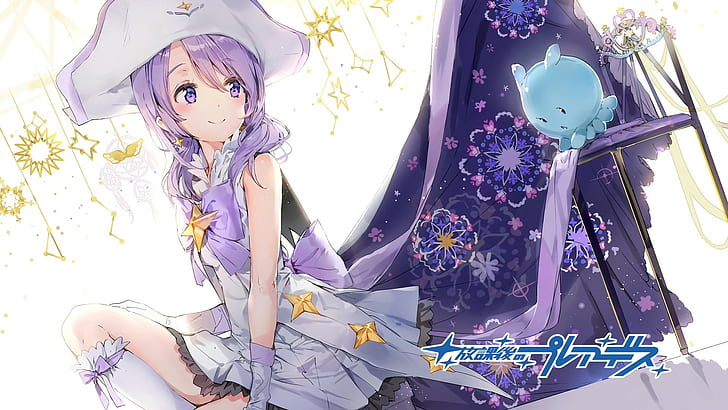 purple hair, anime girls, Houkago no Pleiades, purple eyes, anime, Nanako (Houkago no Pleiades), HD wallpaper