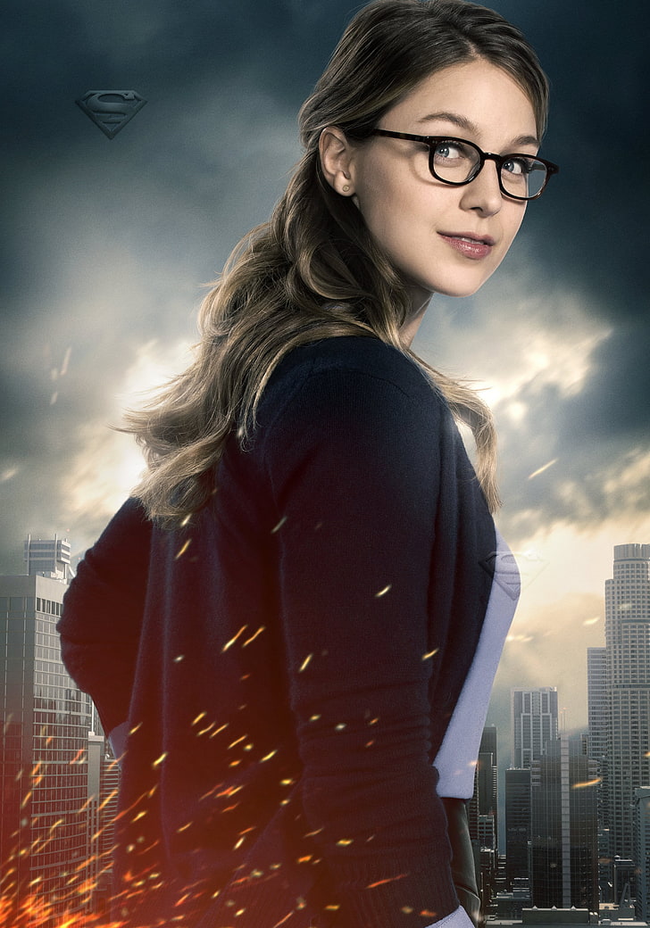 Supergirl, donne, occhiali, Melissa Benoist, Sfondo HD, sfondo telefono