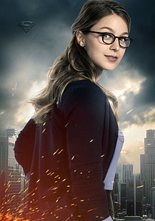 Supergirl, wanita, kacamata, Melissa Benoist, Wallpaper HD HD wallpaper